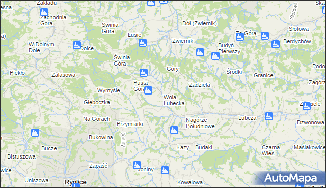 mapa Wola Lubecka gmina Ryglice, Wola Lubecka gmina Ryglice na mapie Targeo