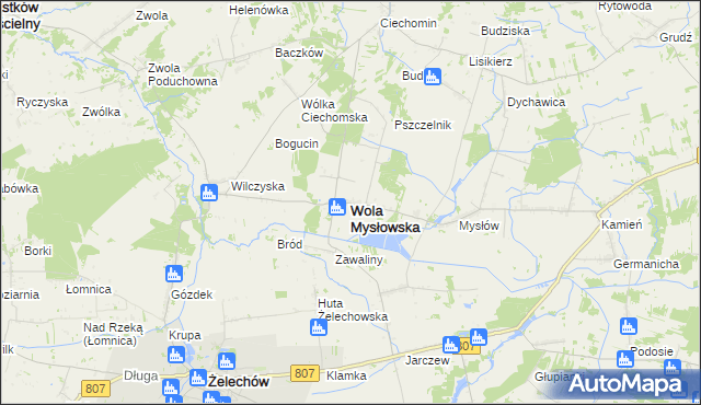 mapa Wola Mysłowska, Wola Mysłowska na mapie Targeo