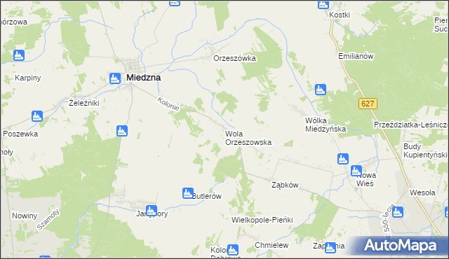 mapa Wola Orzeszowska, Wola Orzeszowska na mapie Targeo