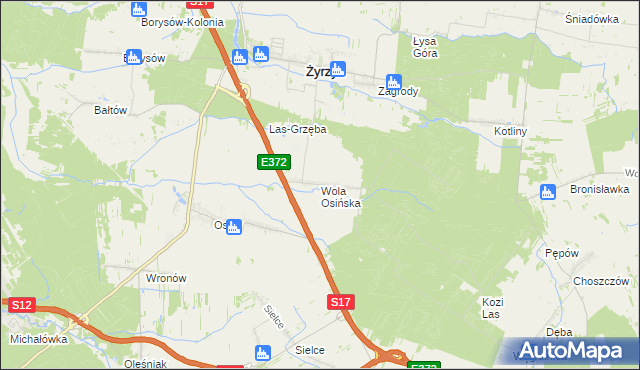 mapa Wola Osińska, Wola Osińska na mapie Targeo