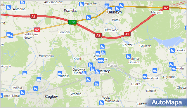 mapa Wola Paprotnia, Wola Paprotnia na mapie Targeo