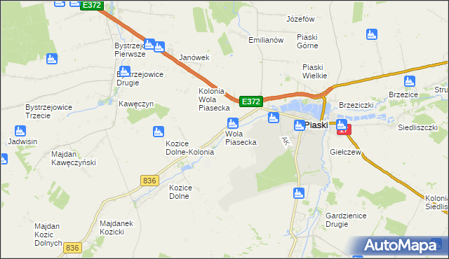 mapa Wola Piasecka, Wola Piasecka na mapie Targeo