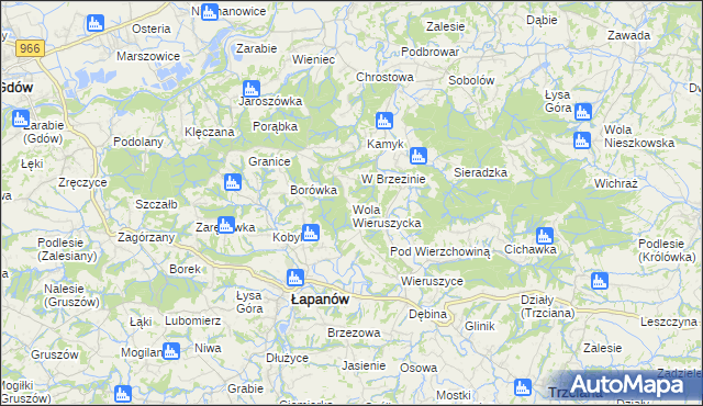 mapa Wola Wieruszycka, Wola Wieruszycka na mapie Targeo