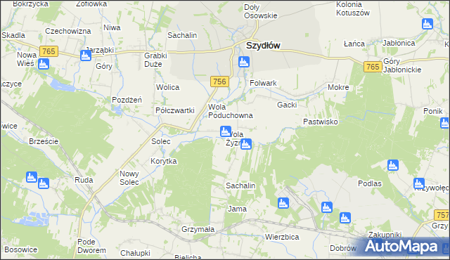 mapa Wola Żyzna, Wola Żyzna na mapie Targeo