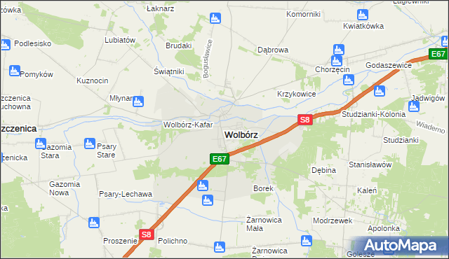 mapa Wolbórz, Wolbórz na mapie Targeo