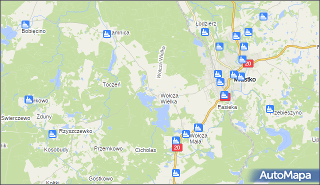 mapa Wołcza Wielka, Wołcza Wielka na mapie Targeo