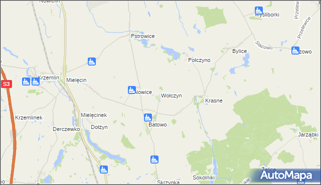 mapa Wołczyn gmina Lipiany, Wołczyn gmina Lipiany na mapie Targeo