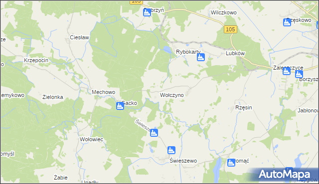 mapa Wołczyno, Wołczyno na mapie Targeo