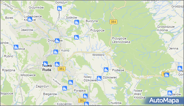 mapa Wolibórz, Wolibórz na mapie Targeo