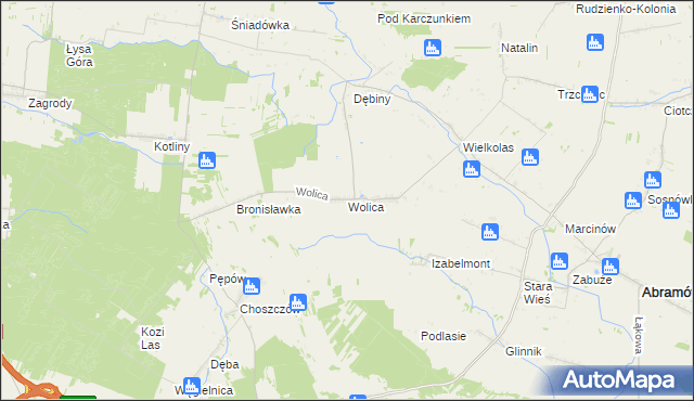 mapa Wolica gmina Abramów, Wolica gmina Abramów na mapie Targeo