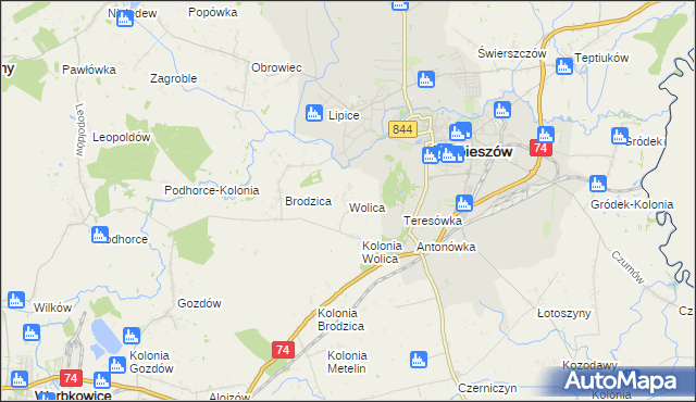 mapa Wolica gmina Hrubieszów, Wolica gmina Hrubieszów na mapie Targeo