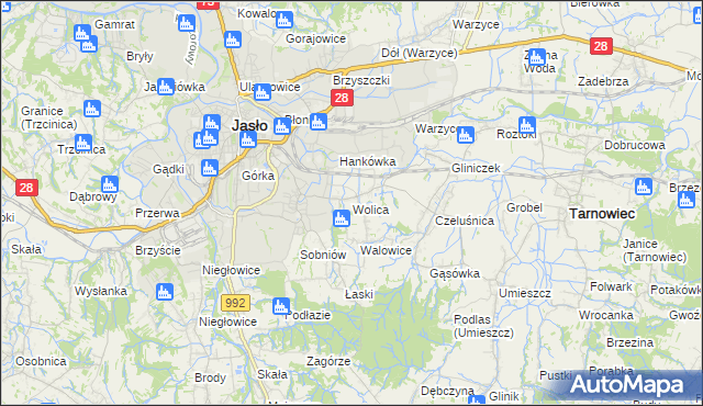 mapa Wolica gmina Jasło, Wolica gmina Jasło na mapie Targeo