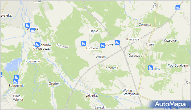 mapa Wolica gmina Secemin, Wolica gmina Secemin na mapie Targeo