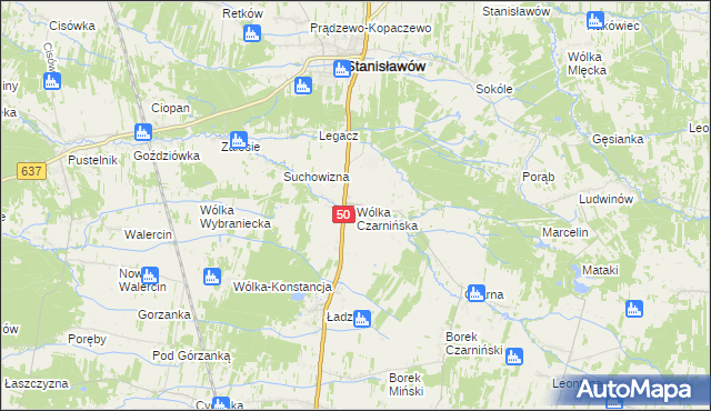 mapa Wólka Czarnińska, Wólka Czarnińska na mapie Targeo