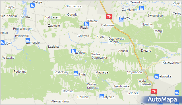 mapa Wólka Dąbrowska, Wólka Dąbrowska na mapie Targeo