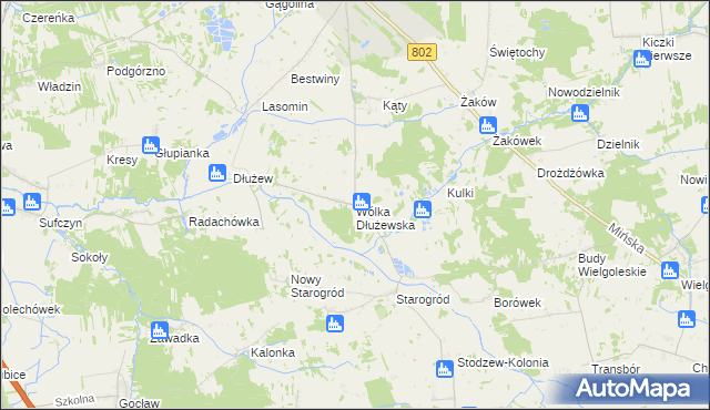 mapa Wólka Dłużewska, Wólka Dłużewska na mapie Targeo