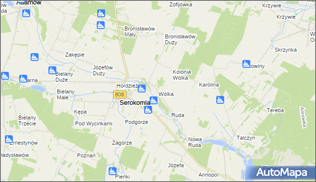 mapa Wólka gmina Serokomla, Wólka gmina Serokomla na mapie Targeo