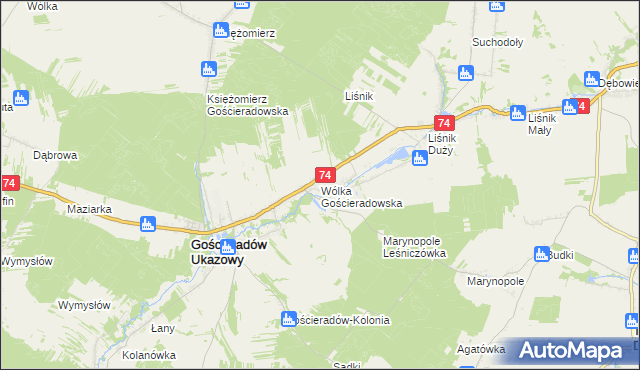 mapa Wólka Gościeradowska, Wólka Gościeradowska na mapie Targeo