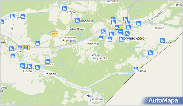 mapa Wólka Horyniecka, Wólka Horyniecka na mapie Targeo