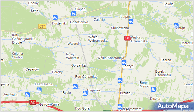 mapa Wólka-Konstancja, Wólka-Konstancja na mapie Targeo