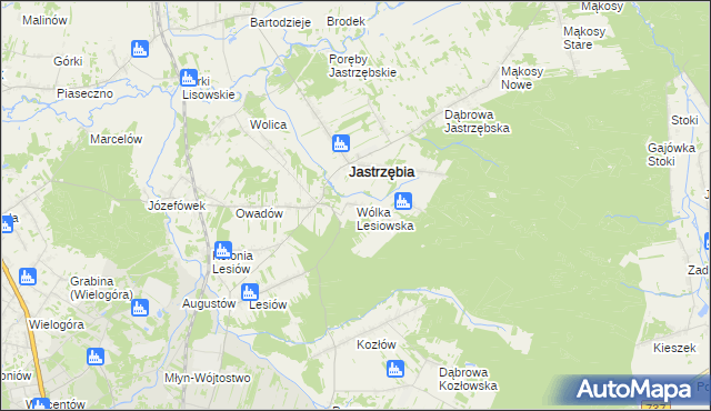 mapa Wólka Lesiowska, Wólka Lesiowska na mapie Targeo