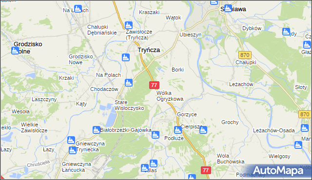 mapa Wólka Ogryzkowa, Wólka Ogryzkowa na mapie Targeo