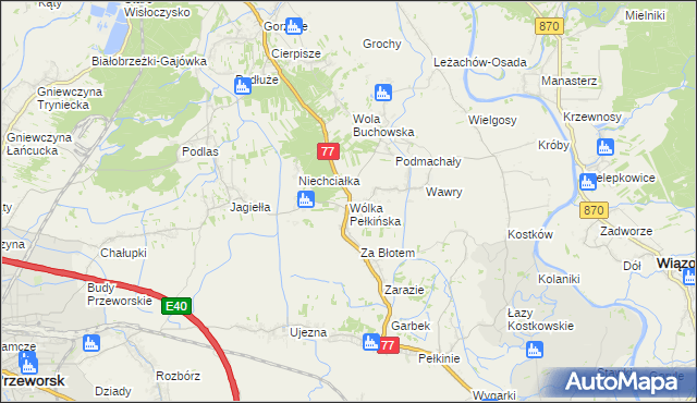 mapa Wólka Pełkińska, Wólka Pełkińska na mapie Targeo