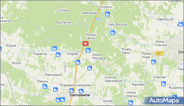 mapa Wólka Piecząca, Wólka Piecząca na mapie Targeo