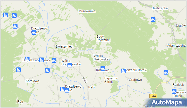 mapa Wólka Rakowska, Wólka Rakowska na mapie Targeo