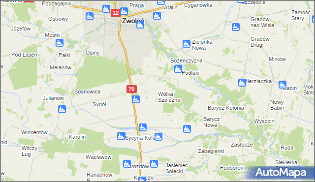 mapa Wólka Szelężna, Wólka Szelężna na mapie Targeo