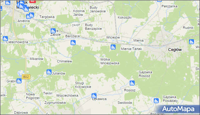 mapa Wólka Wiciejowska, Wólka Wiciejowska na mapie Targeo
