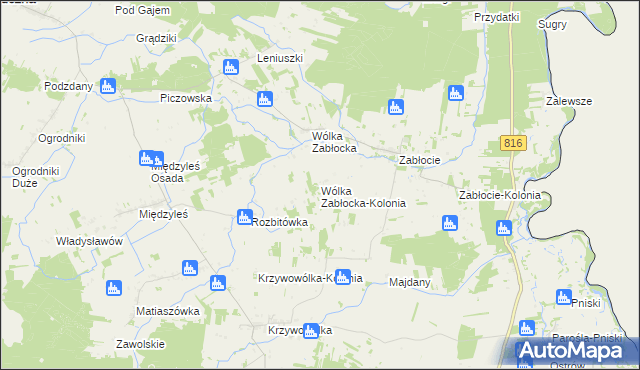 mapa Wólka Zabłocka-Kolonia, Wólka Zabłocka-Kolonia na mapie Targeo