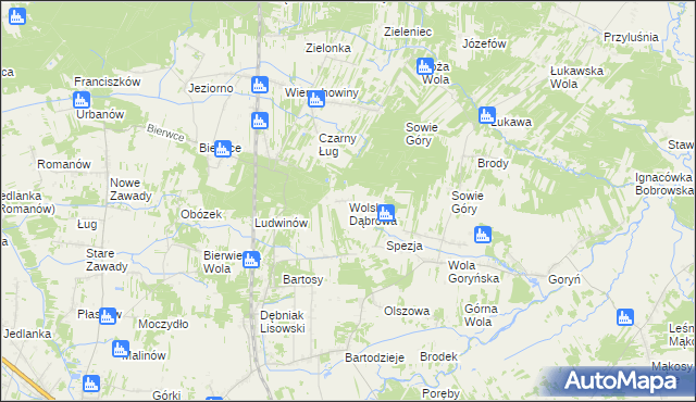 mapa Wolska Dąbrowa, Wolska Dąbrowa na mapie Targeo