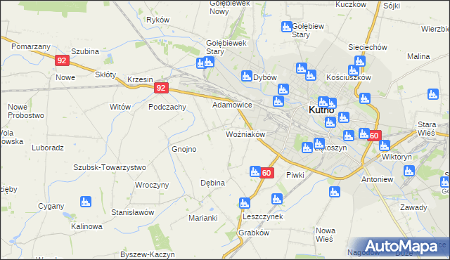 mapa Woźniaków, Woźniaków na mapie Targeo