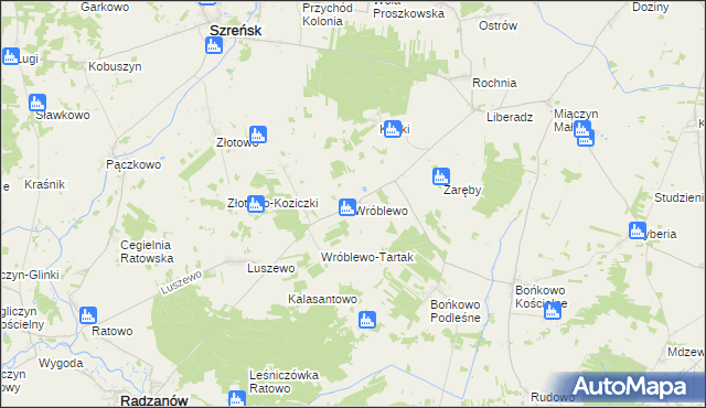 mapa Wróblewo gmina Radzanów, Wróblewo gmina Radzanów na mapie Targeo