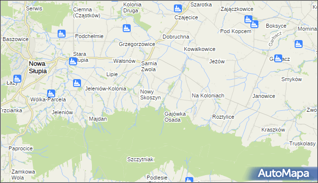 mapa Wronów gmina Waśniów, Wronów gmina Waśniów na mapie Targeo