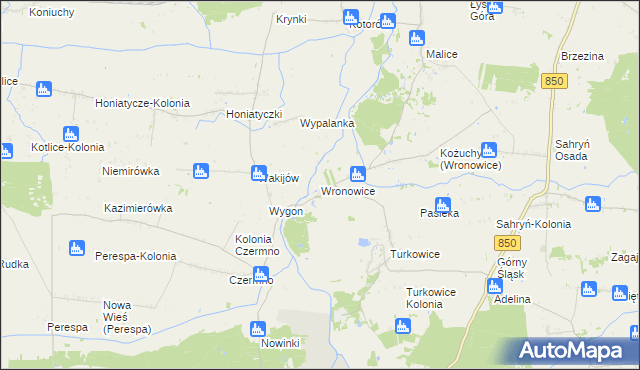 mapa Wronowice gmina Werbkowice, Wronowice gmina Werbkowice na mapie Targeo