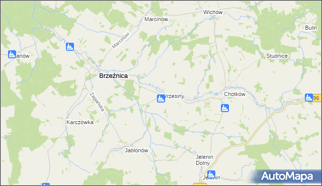 mapa Wrzesiny gmina Brzeźnica, Wrzesiny gmina Brzeźnica na mapie Targeo