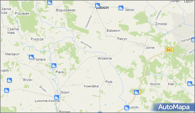 mapa Września gmina Rościszewo, Września gmina Rościszewo na mapie Targeo