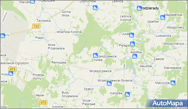 mapa Wrzeszczewice Nowe, Wrzeszczewice Nowe na mapie Targeo