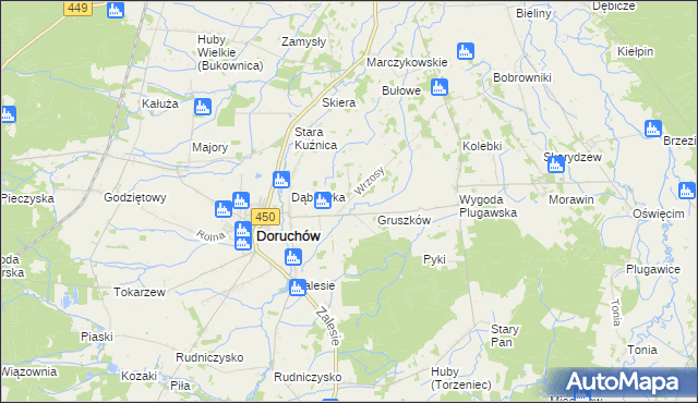 mapa Wrzosy gmina Doruchów, Wrzosy gmina Doruchów na mapie Targeo