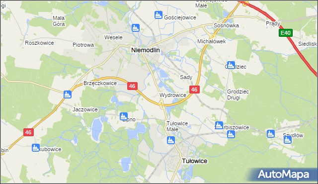 mapa Wydrowice gmina Niemodlin, Wydrowice gmina Niemodlin na mapie Targeo