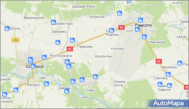 mapa Wydrzynów, Wydrzynów na mapie Targeo