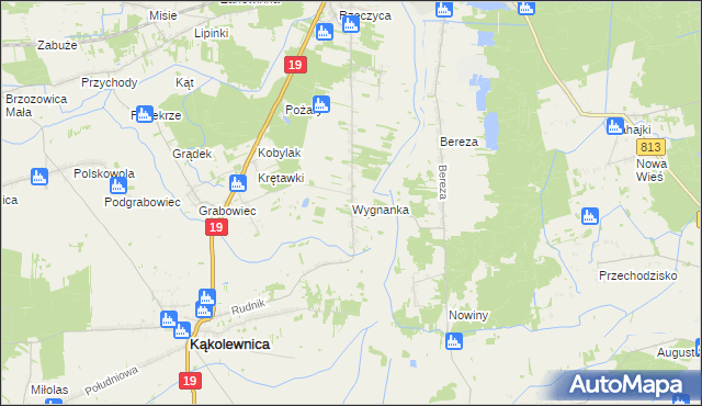 mapa Wygnanka gmina Kąkolewnica, Wygnanka gmina Kąkolewnica na mapie Targeo