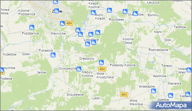 mapa Wygoda gmina Bełchatów, Wygoda gmina Bełchatów na mapie Targeo