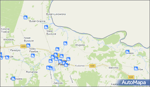 mapa Wygoda gmina Janów Podlaski, Wygoda gmina Janów Podlaski na mapie Targeo