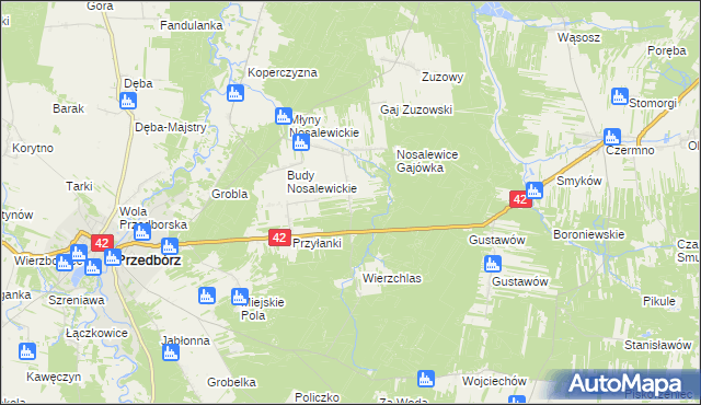 mapa Wygwizdów gmina Przedbórz, Wygwizdów gmina Przedbórz na mapie Targeo