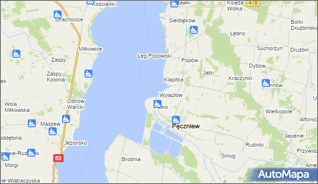 mapa Wylazłów gmina Pęczniew, Wylazłów gmina Pęczniew na mapie Targeo