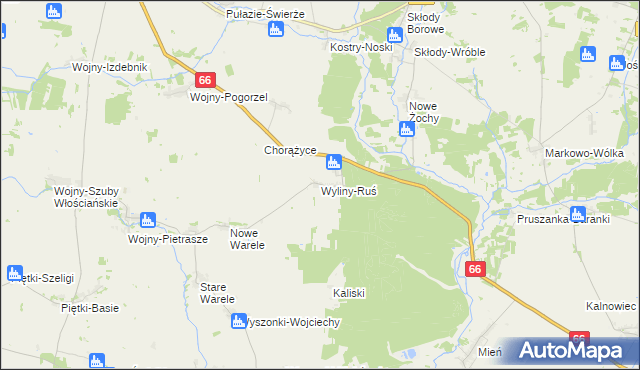 mapa Wyliny-Ruś, Wyliny-Ruś na mapie Targeo