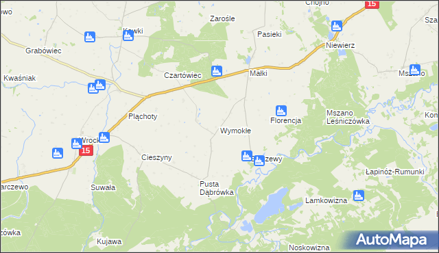 mapa Wymokłe, Wymokłe na mapie Targeo